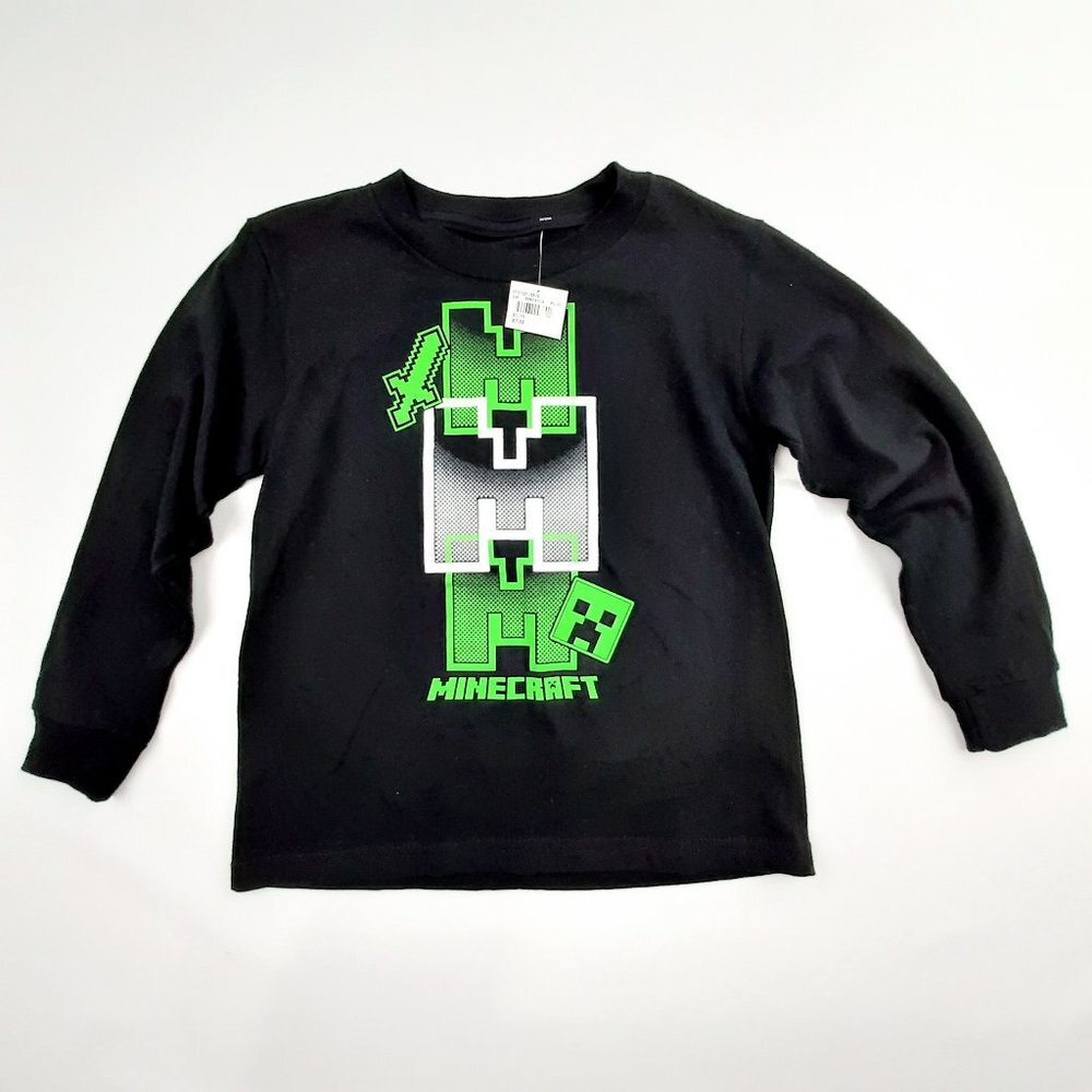Minecraft Boys Long Sleeve T-shirt Size XS 4/5 Black